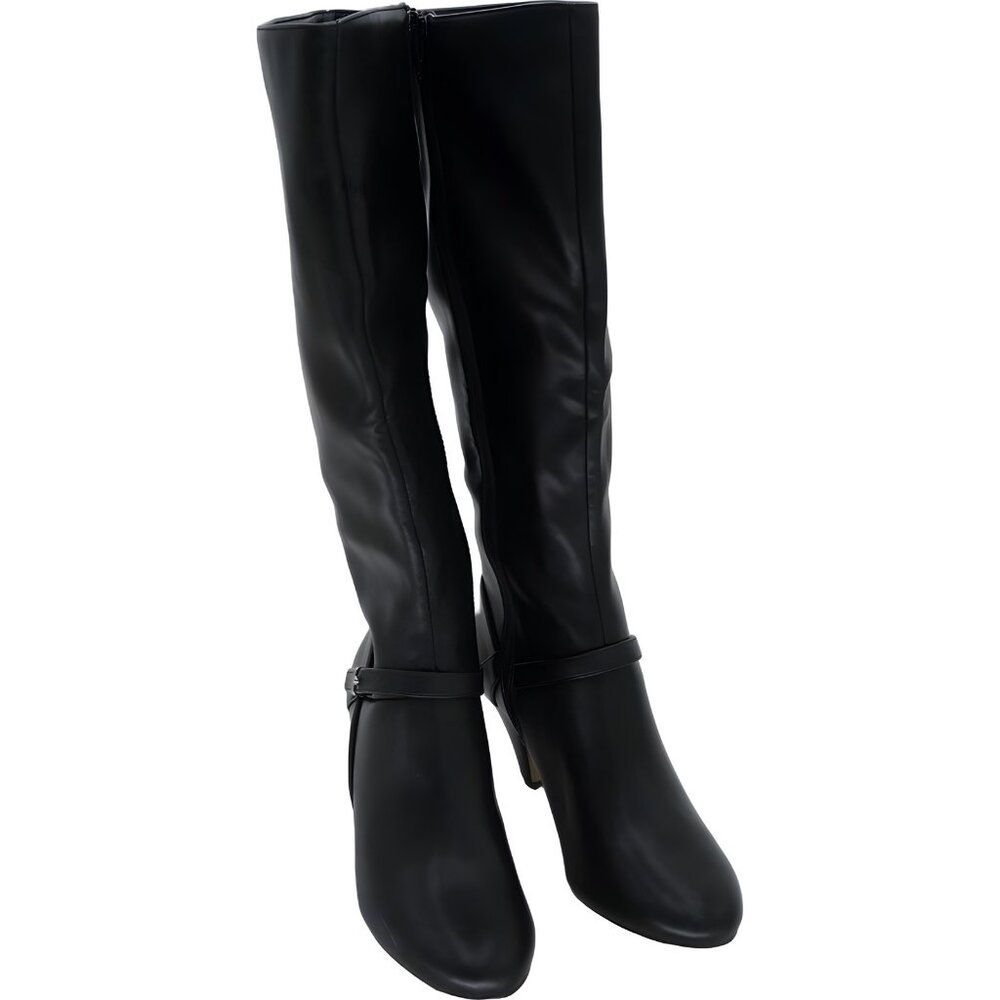 Bella Vita Sasha Tall Knee High Dress Boots Black Zip Strap Women's US 9N